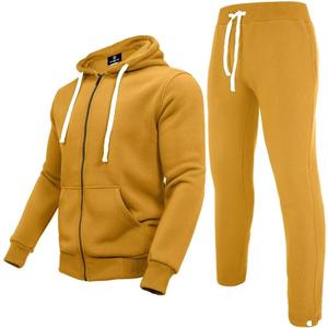 R RAMBLER 1985 Men's Track suit set Thick Fleece Hoodie Sweatsuit 2 pieces,casual winter warmer outfit (Yellow, L)