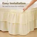 Vocander 2 Layer Bedskirt,Cream Yellow Queen Size Bed Skirt 18 Inch Drop Easy to Put On,Elastic Wrap Around Dust Ruffle for Bed Frame & Mattress,Luxury Bedskirt for Adjustable Bed Microfiber Fabric