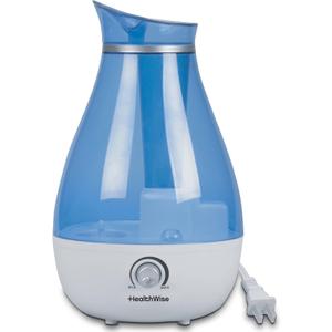 HealthWise Cool Mist Ultrasonic Humidifier | For Medium Size Rooms | No Filter Required | 24 Hour Run Time, Blue, 2.6L