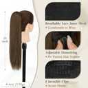 BARSDAR Ponytail Extension - 16 Inch Short Straight Drawstring Ponytail Hair Extensions for Women, Soft Synthetic Clip in Pony Tails Hairpieces Fake Ponytail Daily - Chocolate Brown Mixed
