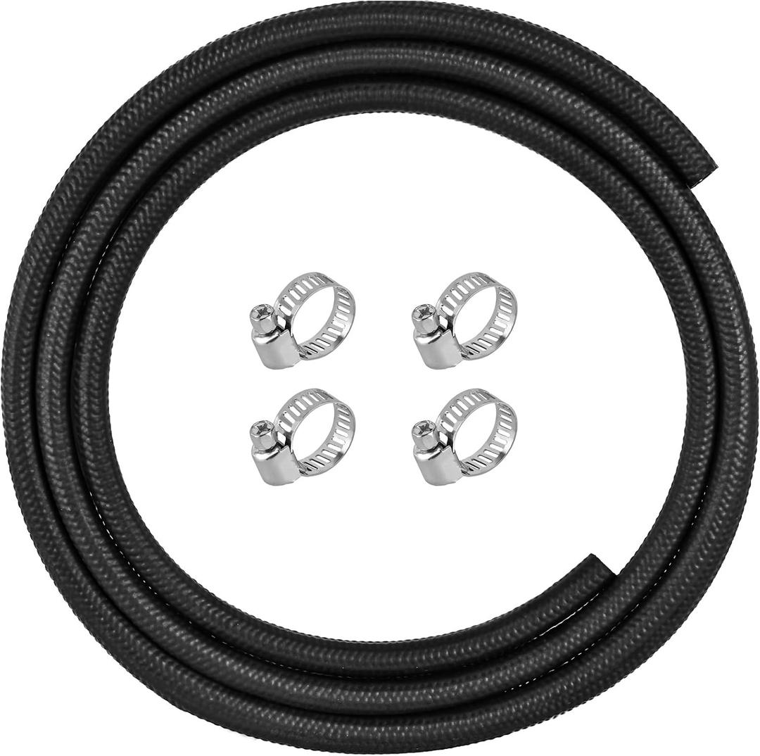 5/16 Fuel Line Hose - 7 FT Fuel Hose for Small Gas Engines and Generators, NBR Rubber Gasoline Tube with 4 Fuel Hose Clamps