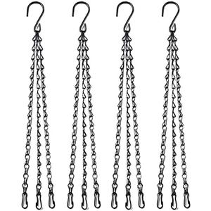 HHTHH 4pcs 14 inch Black Hanging Basket Chain with Hooks Flower Plant Pot Replacement Chain Hanger for Bird Feeders,Planters,Lanterns and Ornaments