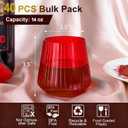 Lueumxc 40 Pack Plastic Ribbed Wine Glasses, 14Oz Origami Disposable Wine Glasses Unbreakable Clear Plastic Cocktail Glasses Recyclable Shatterproof Reusable Wine Cups (14oz-red-40pack)
