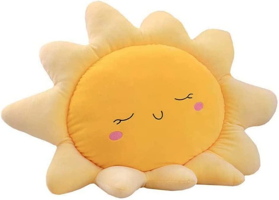 JOSON Sun Shaped Pillow Cute Sun seat Cushion Chair Cushion, Soft Plush Toy Pillow, Used for Home Decoration Children's and Girls' Birthday Gifts (17.8 inch Yellow)