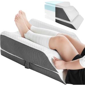 Leg Elevation Pillows for After Surgery,4-Height Adjustable Double Leg Elevating Pillow,Knee Surgery Recovery Equipment,Wedge Pillow for Sleeping Blood Circulation (White, 29x16.5x9.5)