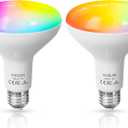 Upgrade Smart Light Bulbs,16W 1600Lumen(150W Equivalent) Ultra Bright 2.4G WiFi BR30 Flood Smart Bulbs Work with Alexa,Google Home(No Hub Required),Full Color Changing Alexa Light Bulb,2 Pack