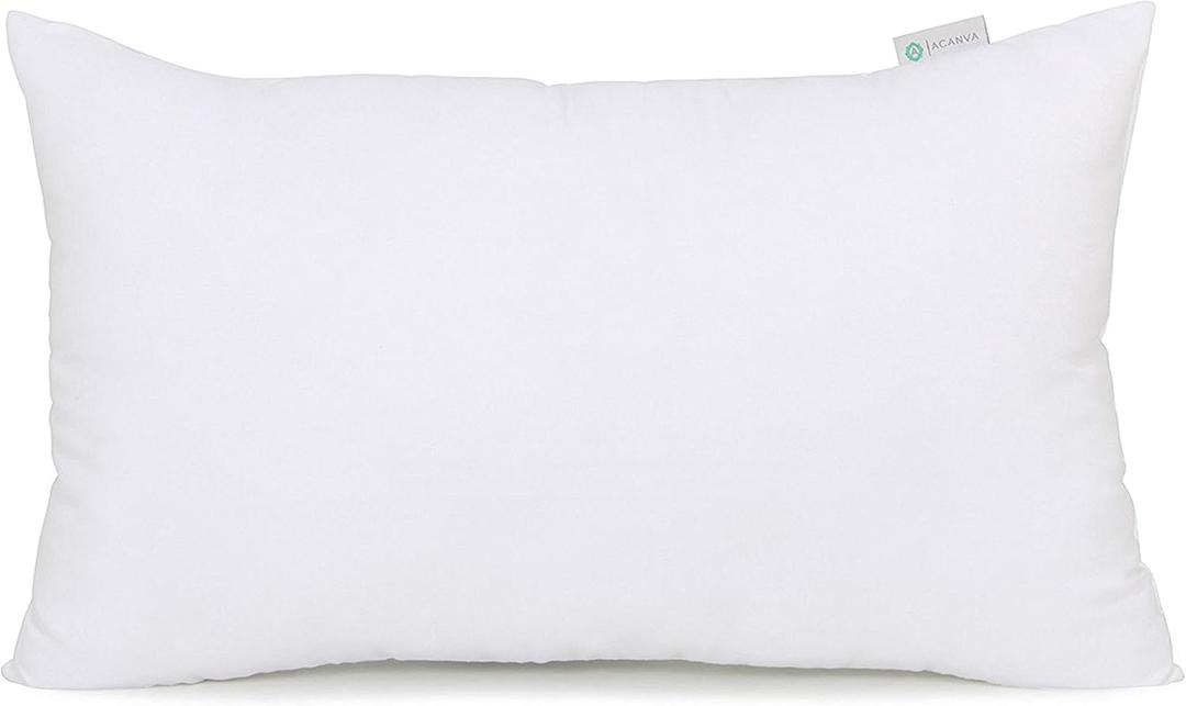 Acanva Decorative Rectangle Throw Pillow Inserts Hypoallergenic Form Stuffer Cushion Sham Filler, 1 Count (Pack of 1), White, 12" x 20"