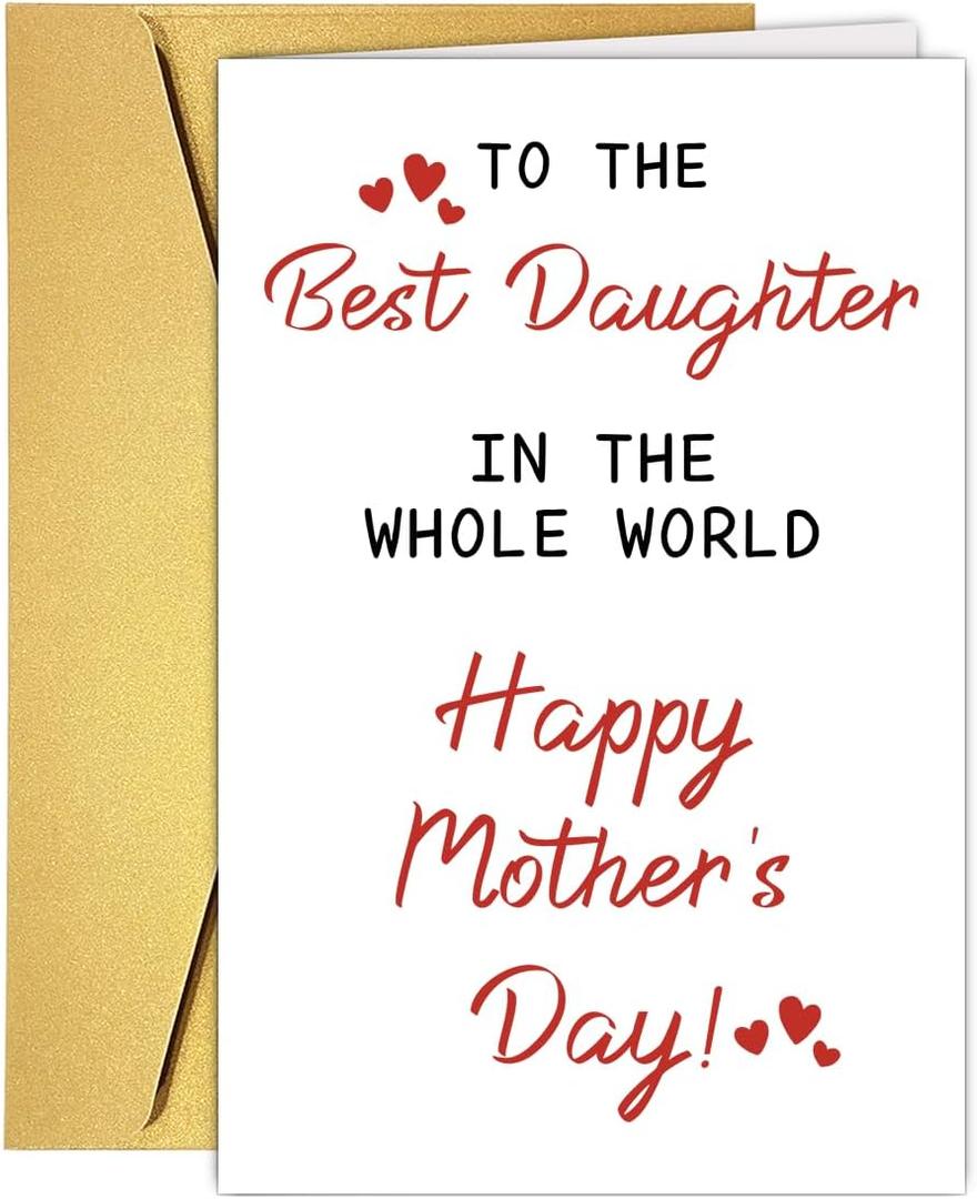 6 x Mother's Day Card for Daughter from Mom Dad, Happy Mothers Day Card for Adopted Daughter Stepdaughter, 1st Mothers Day Card Gifts