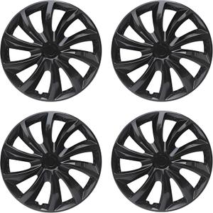 Hubcap Wheel Cover Replacement R16 Hub Caps Universal-Fit Steel Wheel Rim Cover ABS Material Exterior Accessories for Car Truck SUV -Set of 416-inchBlack
