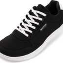 WHITIN Wide Toe Box Barefoot Sneakers for Women | Lightweight Canvas Minimalist Shoes (9, Black White)