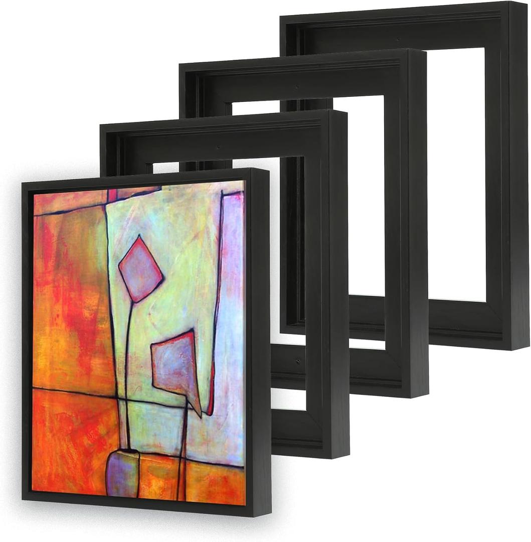 4 Pack Floater Frames for 16"x20" Art Paintings with 0.6"~0.9" Deep Black