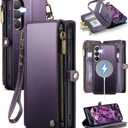 Defencase for Galaxy S26 Magnetic Wallet Case Compatible with Magsafe with RFID Blocking Zipper & Card Holder for Women Men, PU Leather Detachable Phone Case for Samsung Galaxy S26 6.3 inches, Purple