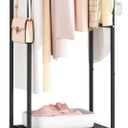 Heavy Duty Clothing Rack with Wheels,Modern Garment Rack with 3 Metal Shelves, 71.8Inches Display Rack for Hanging Clothes, Hanging Rod for Small Space,Black