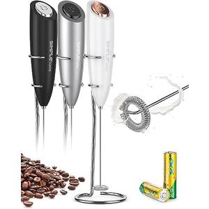 SIMPLETaste Milk Frother Handheld Battery Operated Electric Foam Maker, Drink Mixer with Stainless Steel Whisk and Stand for Cappuccino, Bulletproof Coffee, Latte