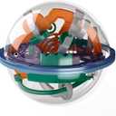 3D Maze Ball Puzzle, 100 Steps Challenge, 5.16 Inch Sphere with Stand, Educational Brain Teaser for Ages 6+