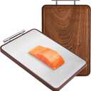 Titanium Cutting Board for Kitchen, Double Sided Cutting Board with Wood and Titanium Surfaces, Sturdy and Easy to Clean, Ideal for Meat, Vegetables and Meal Prep (16.3"L x 10.2"W, Silver)