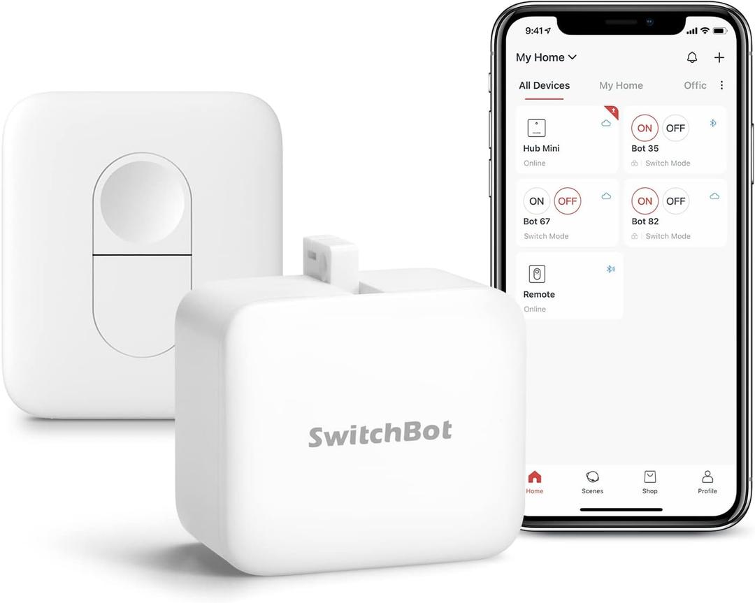 Switchbot Smart Switch Button Pusher (Bluetooth) Fingerbot for Rocker Switch/One-Way Buttons, App Timer Control, No Wiring, Optional Hub Required for Voice/Remote, White