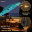 Tempera Solar Patio  9 FT Umbrella 40 LED Lighted Outdoor Umbrella Table Market Umbrella with Push Button Tilt and Crank, Solar Umbrella with Sturdy Pole&Fade Resistant Canopy, Easy to Set