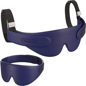 Airplane Head Strap 3D Eye Mask, Travel Pillow Alternative for Long Flight, Travel Essentials 360 Support Sleep Head Hold, Stop Bobblehead, Ultra-Compact Lightweight, Purple