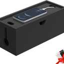 Bamboo Cable Management Box, Large Cord Organizer Box Cable Box to Hide Wires & Power Strips for Desktop Storage Cord Holder for Office Home,No Assembley Required (All Black, 1Medium)