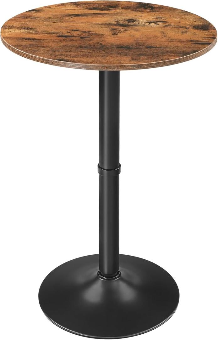 HOOBRO Round Bar Table, 35" Tall Pub Table, Cocktail Table with Base, Stable Counter Table with Non-Slip Base for Narrow Space, Bar Height Table for Kitchen, Easy to Assemble, Rustic Brown BF57BT01
