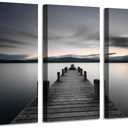 ARTISTIC PATH Dock Picture Coastal Artwork Painting: Pier Boardwalk Wall Art Print on Canvas for Bedroom Walls (Overall 60" W x 34" H,Multi-Sized)