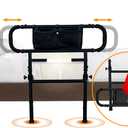 Adjustable Bed Rails for Elderly Adults Safety with Motion Light,Foldable Heavy Duty Bed Rail with Extended Grab Bar,Pouch Bag & Support Legs, Fits King,Queen,Full,Twin Bed, Support 350lbs, Black