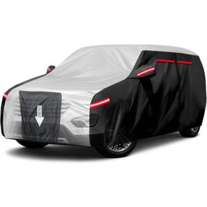 Neverland Car Cover - Car Cover Waterproof All Weather Snowproof UV Protection Windproof Full Car Covers with Side Door Zipper,Reflective Strips,Storage Bag Full Exterior Covers (SUV XL(192"-201"), silver)