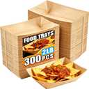 300 Pack 2LB Paper Food Trays, Heavy-Duty Disposable Kraft Paper Food Boats, Serving Basket Tray for Fries Nachos Snacks Hot Dog Taco Popcorn,Food Holder Trays for BBQ Party Picnic Wedding, 14.8" x 6.7" x 5.3"