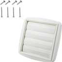 Amonk Adjustable Dryer Vent Cover Outside 4'' to 5'' to 6'' Plastic Louvered Outdoor Dryer Vent Covers for Wall Airflow Vent Dryer Cover with 8 Screws, White