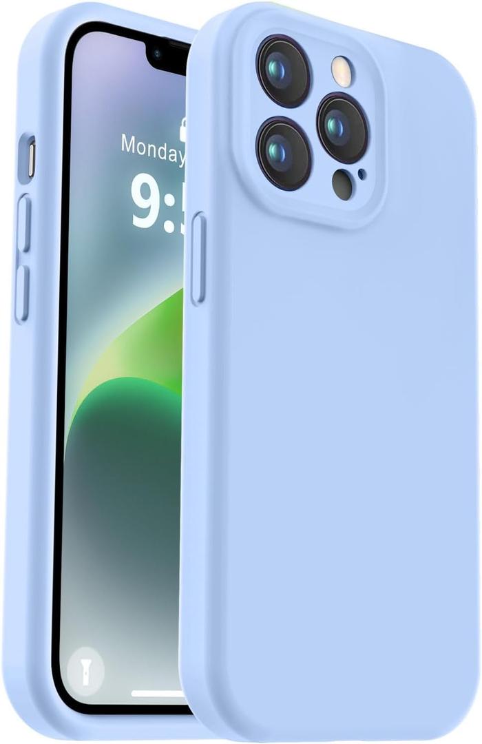 Vooii Compatible with iPhone 13 Pro Case, Liquid Silicone Upgrade [Camera Protection] [Soft Anti-Scratch Microfiber Lining] Shockproof Phone Case for iPhone 13 Pro 6.1 inch - Light Blue