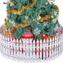 Sasylvia 30 Pcs 11 Ft Christmas Tree Fence, 15.7 in Tall Wooden White Picket Fence Xmas Tree Decoration Barrier Gate for Pet Cat Small Dog, Holiday Indoor Home Garden Wedding Party Decor