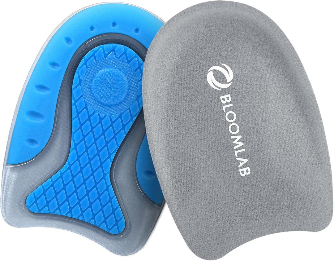 Premium Gel Heel Pads for Shoes, 2 Pack, FSA HSA Eligible, for Plantar Fasciitis, Bone Spurs, Pain Relief Protectors of Sore or Bruised Feet, Foot Relief Support Comfort Cushion Insoles for Women/Men (Size M (Women's 4.5-9.5 | Men's 6-8.5), 1 Pair Sky Blue)