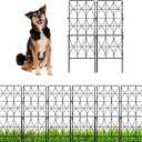 ShopLaLa Decorative Garden Fence (10 Panels) 12.5in(L) x 31in(H) Animal Barrier Fencing Rustproof Black Metal Wire Flower Edging for Landscape, Tall Large No Dig Fences Back Yard Pet Porch Gate D-F30D