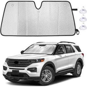 EcoNour Accordion Foldable Windshield Sun Shade Fit for Ford Explorer 2020-2024 2025 2026 Sunshade, Front Car Window Shades Sun Visor, Blocks UV Rays & Heat, Car Accessories