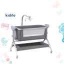 Kidilo Baby Bassinet Bedside Sleeper, 3 in 1 Rocking Bassinet with Mattress and Soft Cover, Full Mesh Sides, 5 Height Adjustable with Wheels for Newborns