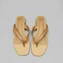 DOEYG Raffia Heels Sandals Summer Beach Flip Flops Heels Square Open Toe Heeled Sandals Dressy Comfortable Slip on Thong Sandal, 8.5M