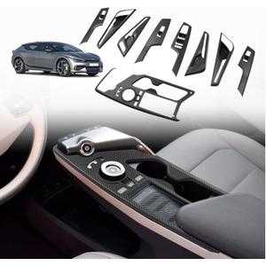 BestEvMod for EV6 Interior Decoration Trim Set of 9 Gear Shift Panel Trim,Window Lift Switch Panel Cover,Inner Door Handle Bowl Trim Compatible with 2022-2024 Kia EV6 Accessories (Matt Carbon Fiber)