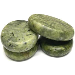 4Pcs Hot Massage Stones Set Natural Green Jade Heated Warmer Stone for Spa Massage 2.36 x 3.14in (6x8cm)
