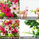 CCILAND 2 PCS Artificial Hanging Flowers for Outdoors, Fake Flower Plants UV Resistant Faux Hanging Spring Flowers for Home Porch Garden Patio Yard (Double Pink)