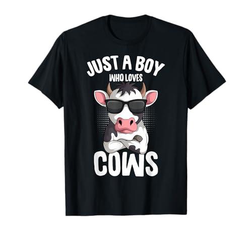 Just A Boy Who Loves Cows Farmer Kids Cow Toddler Boys T-Shirt, 2T