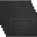 PIGCHCY Placemats,Washable Woven Vinyl Durable Placemats for Dining Table,Easy to Clean Plastic Placemats Set of 8(18 x 12 inches, Pure Black)