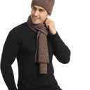 Winter thickened hat, scarf, and touchscreen gloves set for men and women, knit hat,suitable as a gift and for outdoor warmth (Brown)