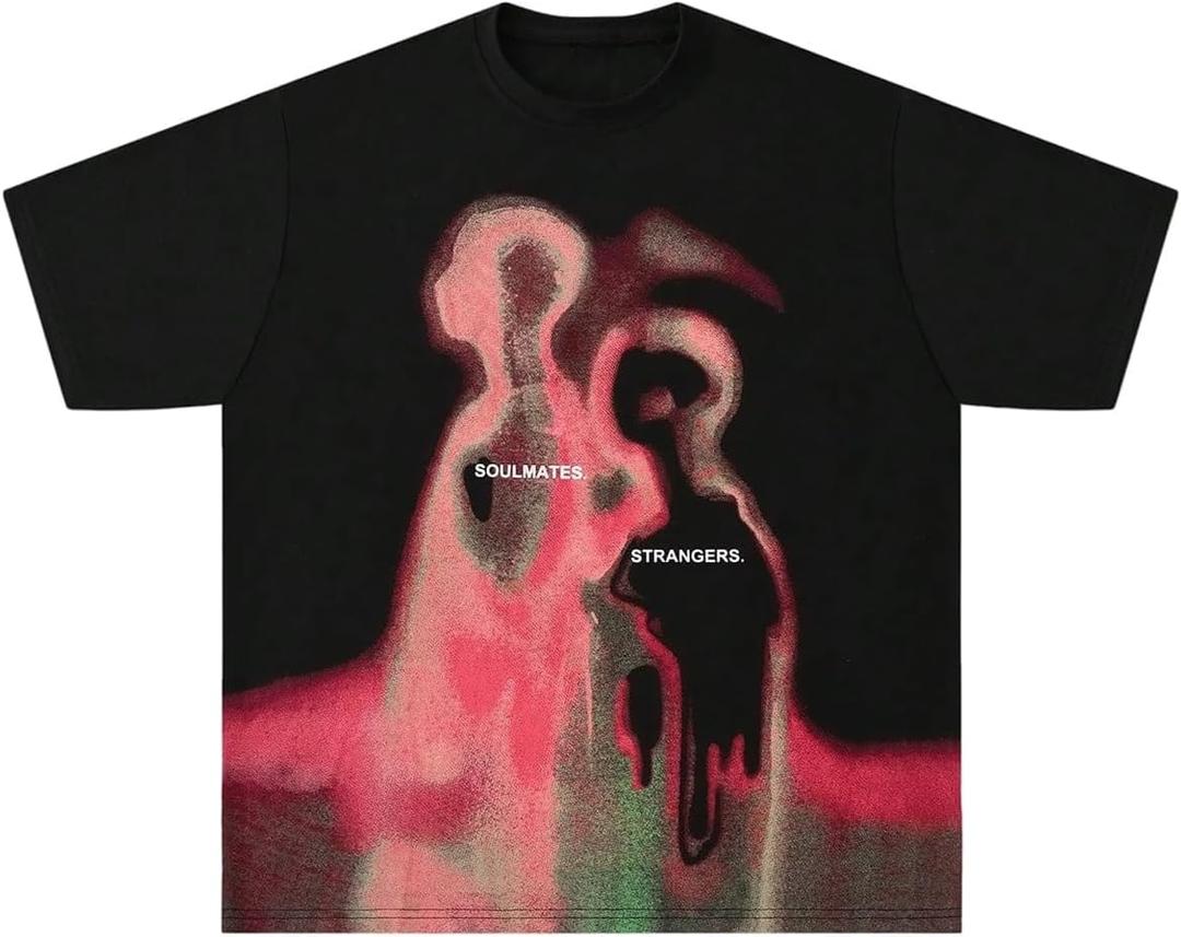QJQ Men's Oversized Graphic T Shirts Short Sleeve Crewneck Tees Casual Summer Vintage Streetwear Tops (XXL)