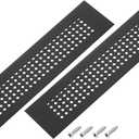 PATIKIL 8 x 2 Inch Door Air Vent Cover, 2 Pcs Aluminum Grille Ventilation Cover Louvered Diamond Hole with Mounting Screws for Cabinet Wardrobe Door, Black