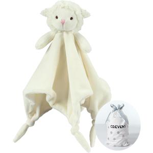 CREVENT Cozy Plush Baby Security Blanket Loveys for Baby Girls Boys, Minky Front and Back with Animal Face (Ivory Sheep)