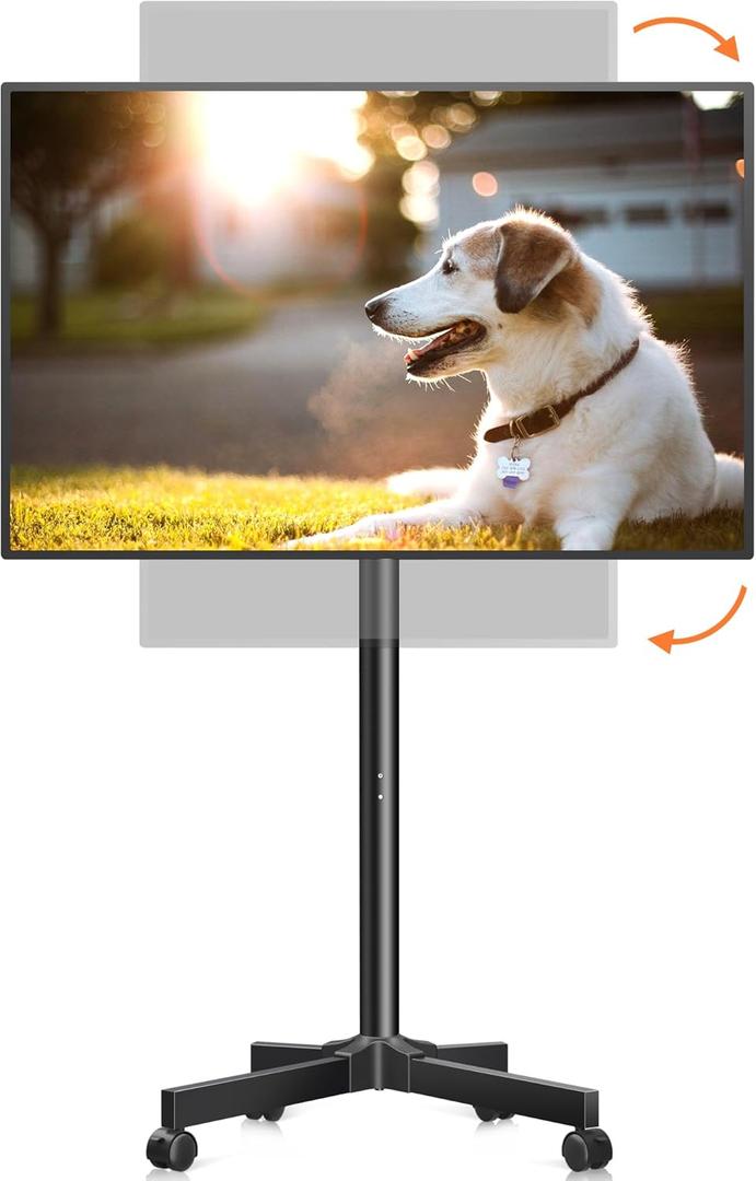 Mobile TV Carts, Rotating Rolling TV Stand on Wheels for 13-50" Flat/Curved TVs Height Adjustable 30 Tilt Floor TV Stand Portable Monitor Stand Holds up to 44lbs Max VESA 200x200mm ML1350