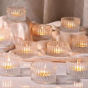 24 pcs Large Tea Light Holders, Clear Glass Candle Holders, Votive Candle Holders for Table Centerpiece Wedding Table Decor(1.57" H 2.64" D)