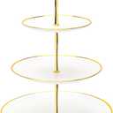 Coitak 3 Tier Cupcake Stand, Plastic Tiered Serving Stand, Dessert Tower Tray for Tea Party, Baby Shower and Wedding (Round-gold edge)