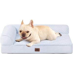 EHEYCIGA Orthopedic Dog Bed Medium Size Dogs, Memory Foam Dog Bed with Washable Removable Cover, Waterproof Pet Sofa Couch for Crate with Nonskid Bottom, 30x20x6, Washblue